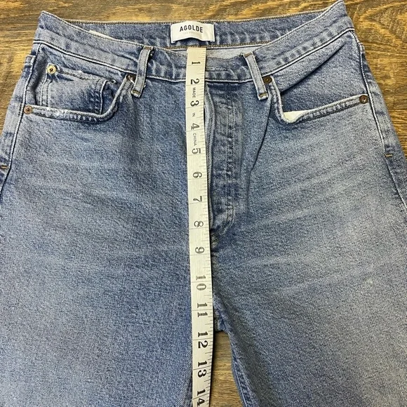 Agolde Riley Jeans Straight Crop High Rise Button Fly Womens 27 Distressed - Picture 11 of 11